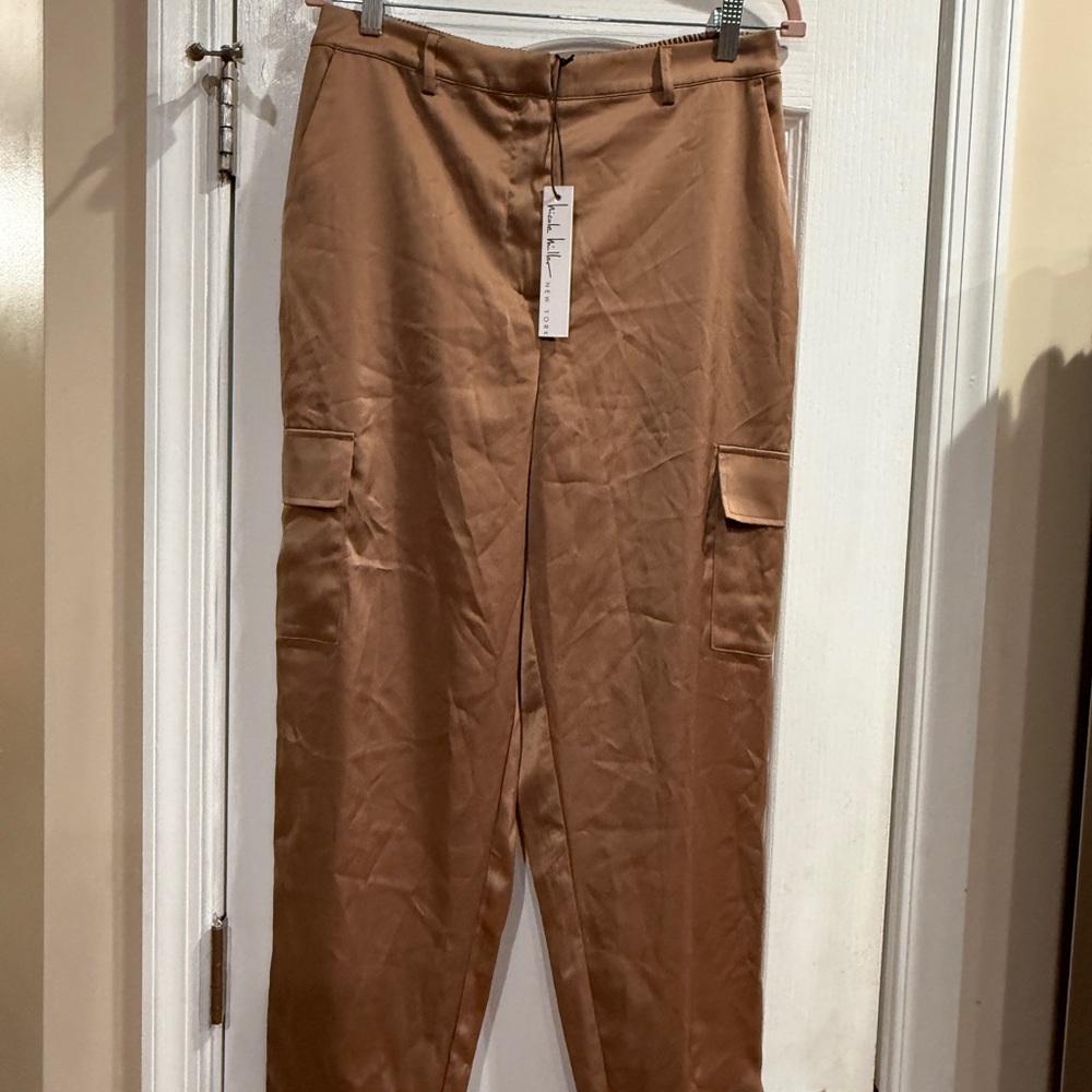 Nicole Miller Tan Satin Pants